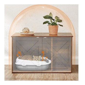 Ξύλινο Έπιπλο για Τουαλέτα Γάτας 80 x 53 x 49.2 cm Χρώματος Σκούρο Καφέ PCL002X01 Feandrea