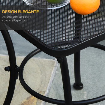 Τραπέζι σαλονιού Outsunny Square Steel Garden με διάτρητη κορυφή, 45x45x50 cm, μαύρο 84B-341
