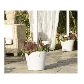 Σετ Πλαστικές Ημικυκλικές Κρεμαστές Γλάστρες 5 Lt 34.5 x 19 x 30 cm 4 τμχ Λευκό Tulipano Bama 30516