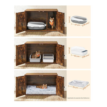 Ξύλινο Έπιπλο για Τουαλέτα Γάτας 80 x 53 x 49.2 cm Χρώματος Σκούρο Καφέ PCL002X01 Feandrea