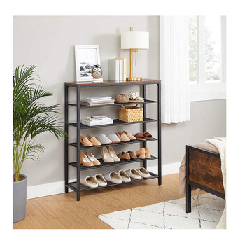 Μεταλλική Παπουτσοθήκη με 6 Ράφια 100 x 30 x 110 cm VASAGLE LBS016B01