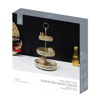 Μεταλλική Εταζέρα 3 Ορόφων 43 cm Χρώματος Χρυσό Home Deco Factory KA0112