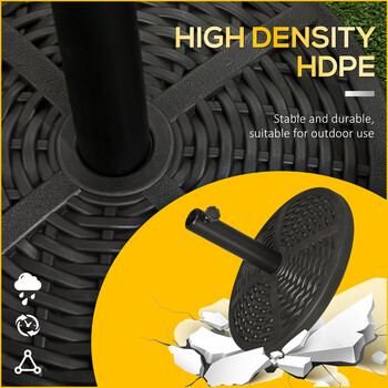 Outsunny Round Rattan Effect Garden Base Parasol Ø45cm Βάρος 9,5kg, Μαύρο 84D-170V01BK