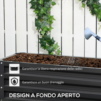 Outsunny 2 επιπέδων ατσάλι ανοιχτό υπερυψωμένο κρεβάτι κήπου, 120x101x58 cm, σκούρο γκρι 845-843V00CG