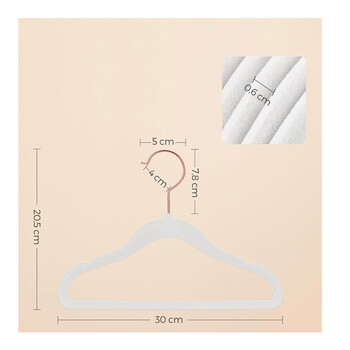 Σετ Παιδικές Βελούδινες Κρεμάστρες Ρούχων 50 τμχ Χρώματος Λευκό Songmics CRF027W01