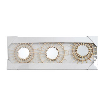 Σετ Στρογγυλοί Καθρέπτες Τοίχου με Πλαίσιο Μπαμπού 28 cm 3 τμχ Home Deco Factory HD4363