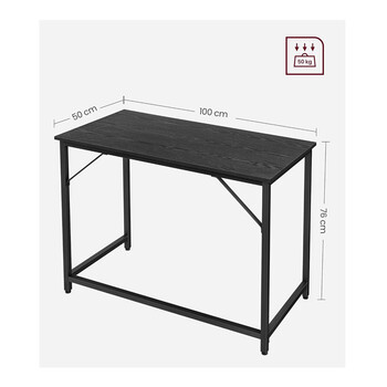 Μεταλλικό Γραφείο 100 x 50 x 75 cm Χρώματος Μαύρο VASAGLE LWD041B56