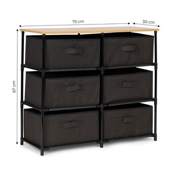 Μεταλλική Συρταριέρα με 6 Υφασμάτινα Συρτάρια 75 x 30 x 67 cm ModernHome SNJ763068-Dgrey