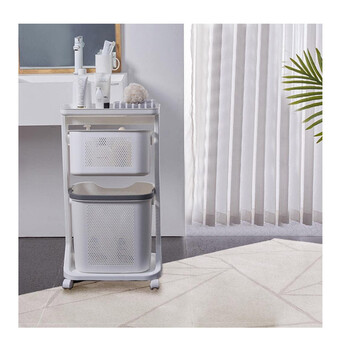 Πολυλειτουργικό Πλαστικό Τρόλεϊ με 2 Καλάθια 43.5 x 33 x 80 cm Χρώματος Λευκό Shally Dogan 02815371