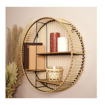 Επιτοίχια Μεταλλική Στρογγυλή Ραφιέρα με 3 Ράφια 53 x 12 cm Home Deco Factory HD5187