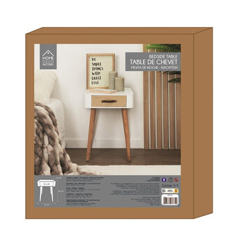 Ξύλινο Κομοδίνο με 1 Συρτάρι 35 x 35 x 48 cm Χρώματος Λευκό Home Deco Factory HD3739