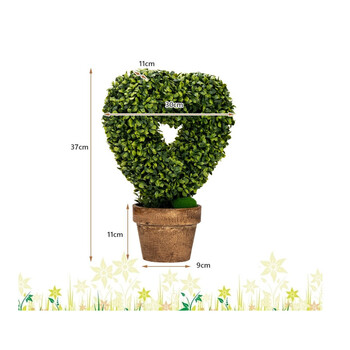 Σετ Τεχνητά Φυτά σε Σχήμα Καρδιάς με Χάρτινες Γλάστρες 30 x 30 x 37 cm 4 τμχ Costway HZ10095GN-4