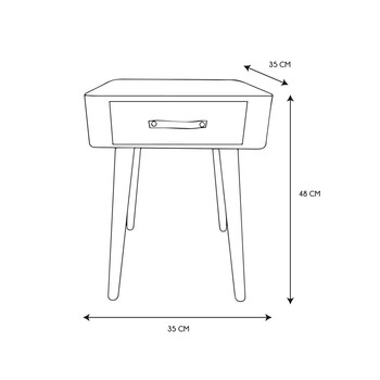 Ξύλινο Κομοδίνο με 1 Συρτάρι 35 x 35 x 48 cm Χρώματος Λευκό Home Deco Factory HD3739