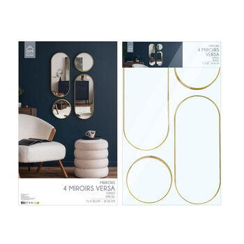 Σετ Καθρέπτες Τοίχου με Πλαστικό Πλαίσιο 71 x 30 cm 4 τμχ Home Deco Factory HD0110