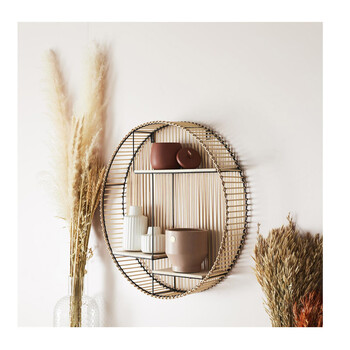 Επιτοίχια Μεταλλική Στρογγυλή Ραφιέρα με 3 Ράφια 53 x 12 cm Home Deco Factory HD5187