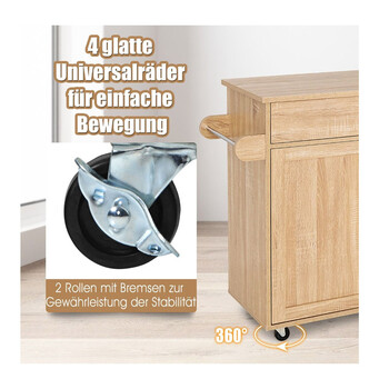 Ξύλινο Τρόλεϊ Κουζίνας 116 x 40 x 85 cm Costway KC51983NA