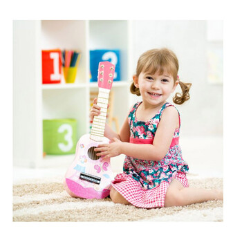 Ακουστική Παιδική Ξύλινη Κιθάρα με 6 Χορδές 17.5 x 5 x 53 cm Ecotoys FO18-Pink