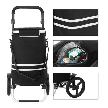 Υφασμάτινο Πτυσσόμενο Καρότσι Λαϊκής 44 x 27 x 100 cm Χρώματος Μαύρο Songmics KST03BK