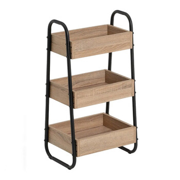 Μεταλλική Ραφιέρα με 3 Ξύλινα Ράφια 41 x 30 x 77 cm Bakaji 02839902