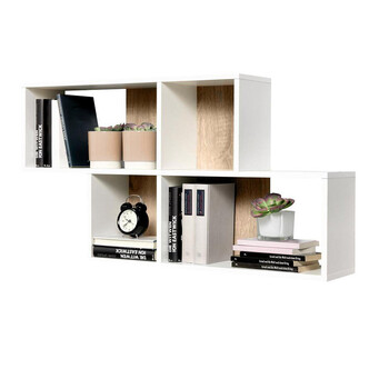 Επιτοίχια Ξύλινη Ραφιέρα με 4 Ράφια 100 x 19.5 x 53 cm Χρώματος Λευκό Bakaji 02837258