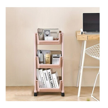 Πολυλειτουργικό Πλαστικό Τρόλεϊ με 3 Ράφια 25.5 x 26 x 76 cm Χρώματος Ροζ Shally Dogan 02840143