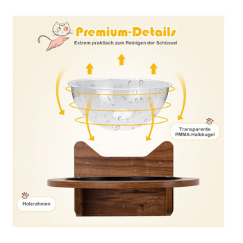 Επιτοίχιο Ξύλινο Κρεβάτι Γάτας με Πλαστική Διάφανη Φούσκα 40 x 40 x 23 cm Costway PS7429BN