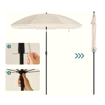 Ομπρέλα Δαπέδου από Ατσάλι 1.6 m Χρώματος Μπεζ Songmics GPU60WTV1