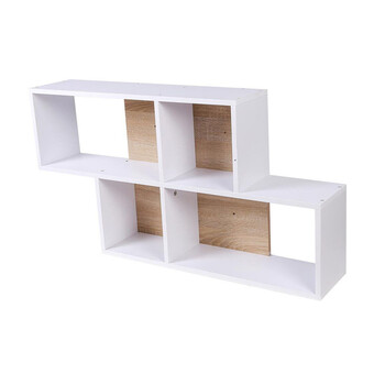 Επιτοίχια Ξύλινη Ραφιέρα με 4 Ράφια 100 x 19.5 x 53 cm Χρώματος Λευκό Bakaji 02837258