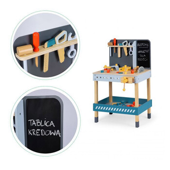 Ξύλινος Παιδικός Πάγκος Εργασίας με 47 Εργαλεία 50 x 29.5 x 80 cm Ecotoys ESC-W-033