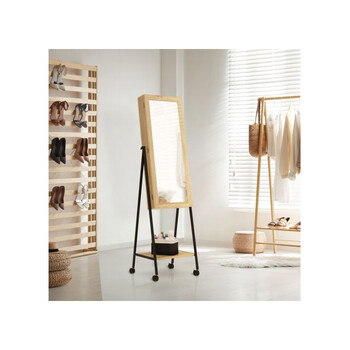 Τροχήλατη Μεταλλική/Ξύλινη Κοσμηματοθήκη - Μπιζουτιέρα με Καθρέπτη 40.5 x 37 x 143 cm Memphis Idomya 30130358