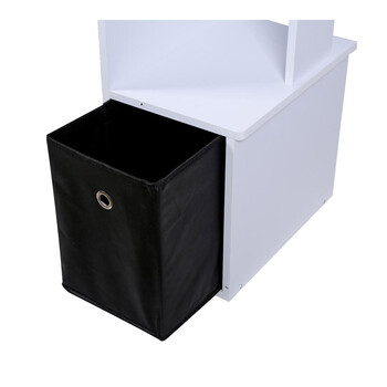 Ξύλινο Γραφείο Υπολογιστή με Υφασμάτινο Καλάθι 100 x 40 x 86.6 cm Χρώματος Λευκό Bakaji 02839505