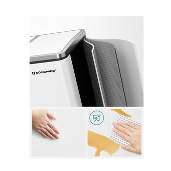 Μεταλλικός Διπλός Κάδος Απορριμμάτων από Ατσάλι με 2 Πεντάλ και Σύστημα Soft-Close 30 Lt Χρώματος Λευκό Songmics LTB30WT