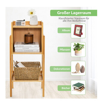 Ξύλινη Ραφιέρα από Μπαμπού με 3 Ράφια 27 x 37 x 80 cm Costway JV11085NA