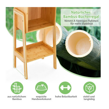 Ξύλινη Ραφιέρα από Μπαμπού με 3 Ράφια 27 x 37 x 80 cm Costway JV11085NA