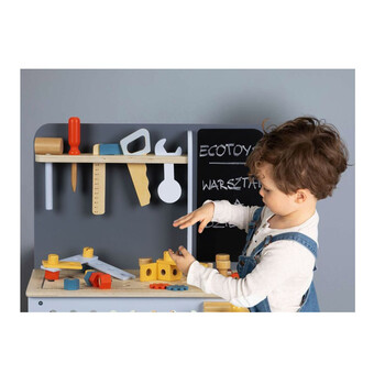 Ξύλινος Παιδικός Πάγκος Εργασίας με 47 Εργαλεία 50 x 29.5 x 80 cm Ecotoys ESC-W-033