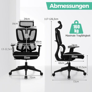 Εργονομική Καρέκλα Γραφείου   με Οσφυϊκή  Υποστήριξη COSTWAY CB10542DK