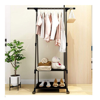 Πλαστική Τροχήλατη Κρεμάστρα Δαπέδου με 2 Υφασμάτινα Ράφια 85 x 37 x 158 cm Verk Group 5907451358900