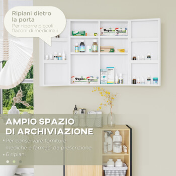 kleankin Ιατρικό ντουλάπι 6 ραφιών με κλειδαριά και 2 κλειδιά, ατσάλι, 55x18x60 cm, λευκό 834-524V00WT