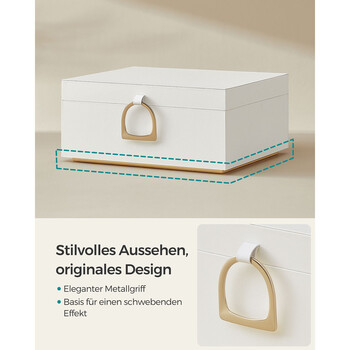 SONGMICS Κοσμηματοθήκη με Λαβή 20.5 x 24 x 11 cm Λευκό JBC165W01