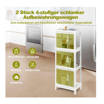 Σετ Πλαστικές Ραφιέρες με 4 Ράφια 36 x 23 x 99.5 cm 2 τμχ Costway JV10871WH-2