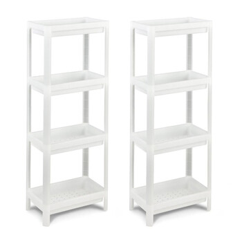 Σετ Πλαστικές Ραφιέρες με 4 Ράφια 36 x 23 x 99.5 cm 2 τμχ Costway JV10871WH-2