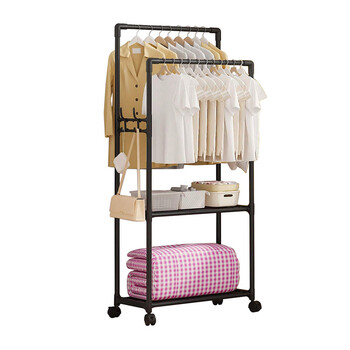 Πλαστική Τροχήλατη Κρεμάστρα Δαπέδου με 2 Ράγες και 2 Ράφια 60 x 33 x 169 cm Verk Group 5907451358924