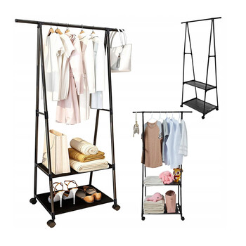 Πλαστική Τροχήλατη Κρεμάστρα Δαπέδου με 2 Υφασμάτινα Ράφια 85 x 37 x 158 cm Verk Group 5907451358900