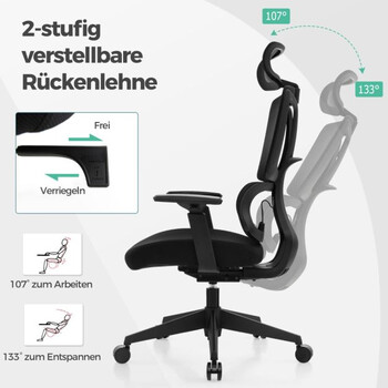 Εργονομική Καρέκλα Γραφείου   με Οσφυϊκή  Υποστήριξη COSTWAY CB10542DK