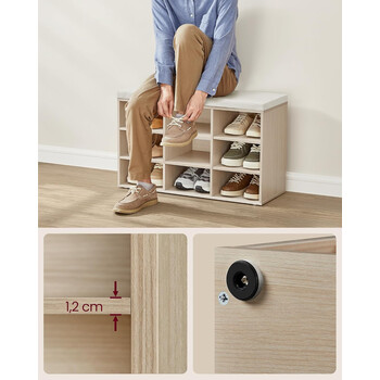 Πάγκος Παπουτσιών VASAGLE με Κάθισμα και 9 Θέσεις Αποθήκευσης&nbsp