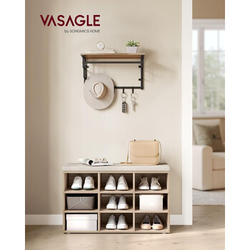 Πάγκος Παπουτσιών VASAGLE με Κάθισμα και Ράφια, Καφέ 30.3x78.5x48 εκ.&nbsp