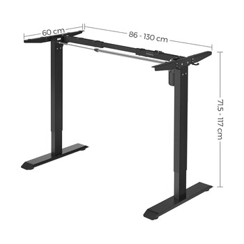 SONGMICS Ηλεκτρικό Πλαίσιο Γραφείου Ρυθμιζόμενο σε Ύψος με Λειτουργία Μνήμης, Κατασκευή από Ατσάλι, Μαύρο, 70-120 εκ., LPC51B 
