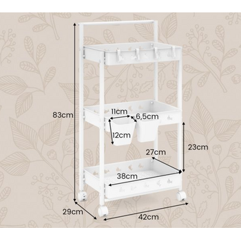 Τρόλεϊ Κουζίνας 3 Επιπέδων με Ρόδες  42 x 29 x 83 cm Λευκό JZ10202WH Costway