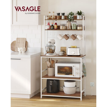 Ράφι Κουζίνας VASAGLE με Πρίζες, 40x80x170 εκ., Καφέ/Λευκό 
