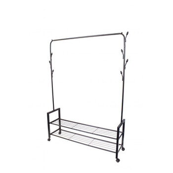 Επιδαπέδια Κρεμάστρα με 2 Ράφια και Τροχούς για Ρούχα MODERNHOME GH-203